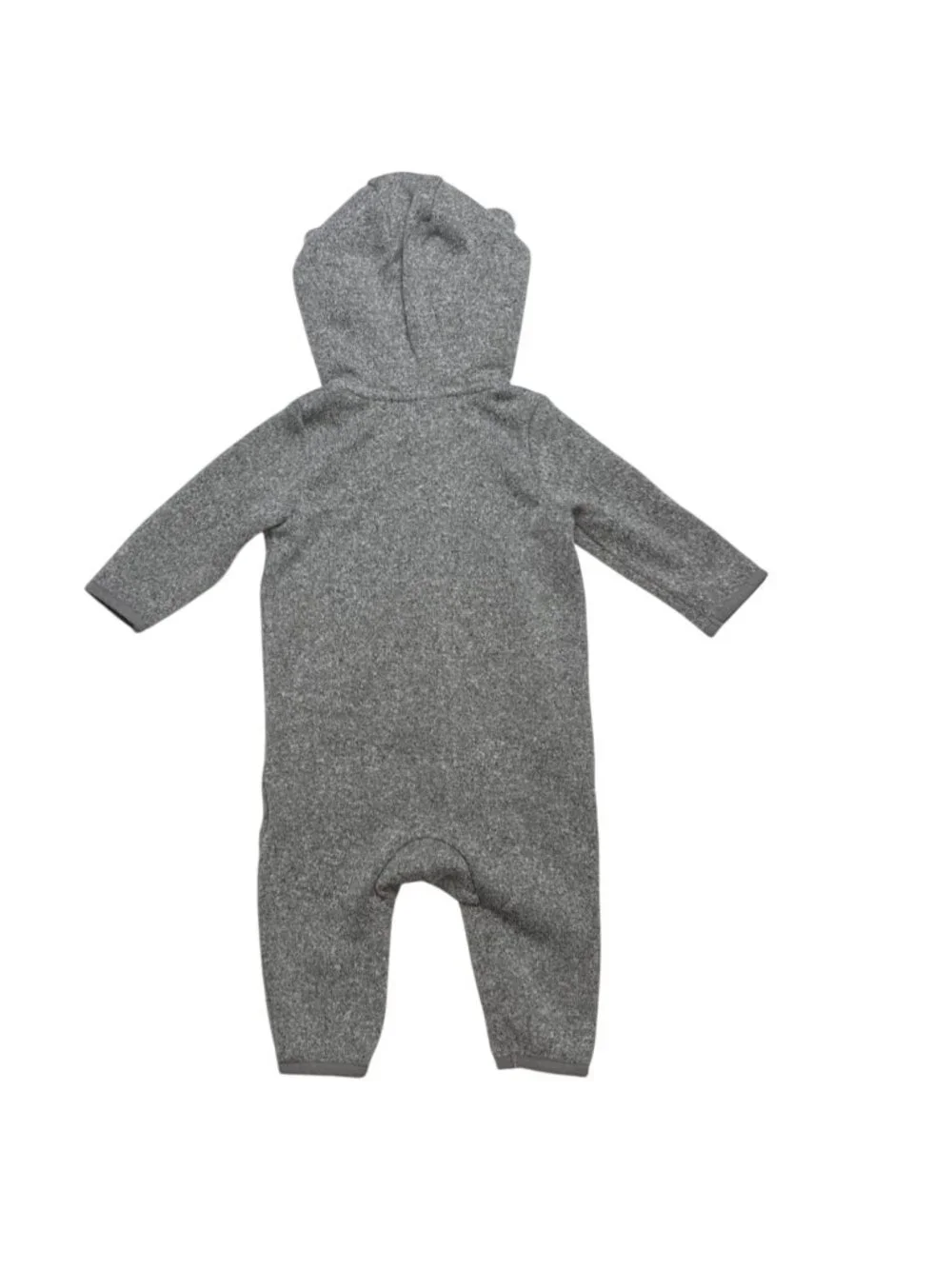 Old Navy Baby Bear Critter Hooded Fleece Zip-Up Bodysuit 6-12 Months Gray & Pink